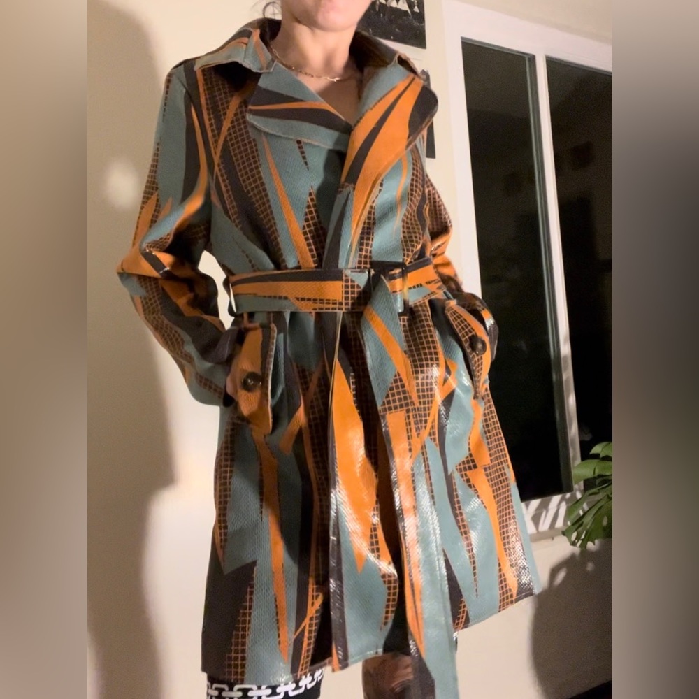 Retro unique jacket, handmade, 80’s soft snake skin geometric